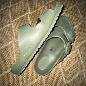 Size M12 Olive Green Rubber Birkenstocks